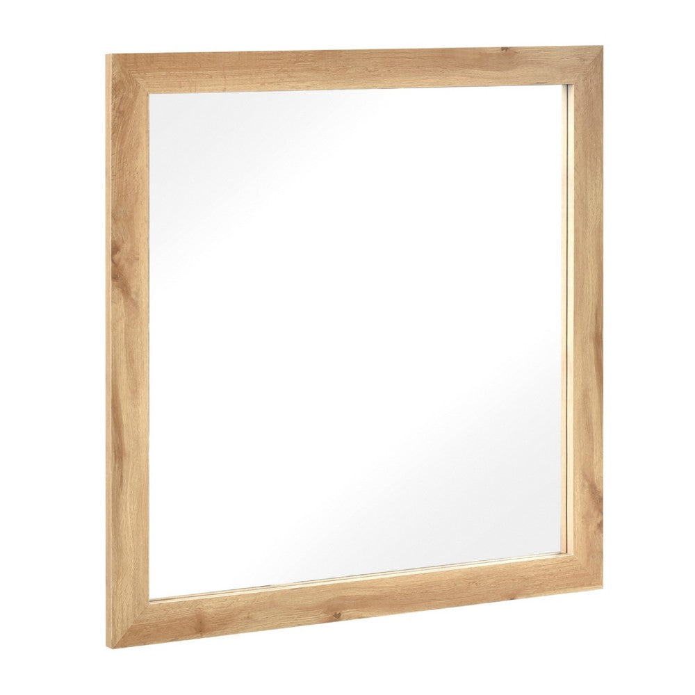 Eby Vanity Dresser Mirror, Natural Brown Wood Finish, 40 x 40 - BM351949
