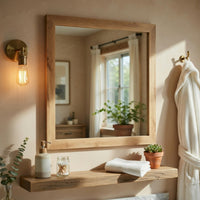 Eby Vanity Dresser Mirror, Natural Brown Wood Finish, 40 x 40 - BM351949