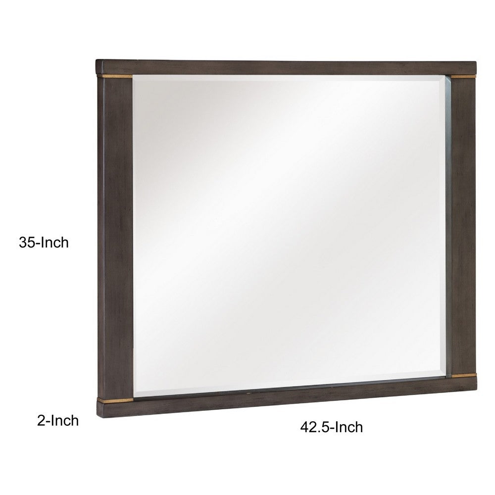 Carie Vanity Dresser Mirror, Brownish Gray Mindy Veneer, 35 x 43 - BM351951