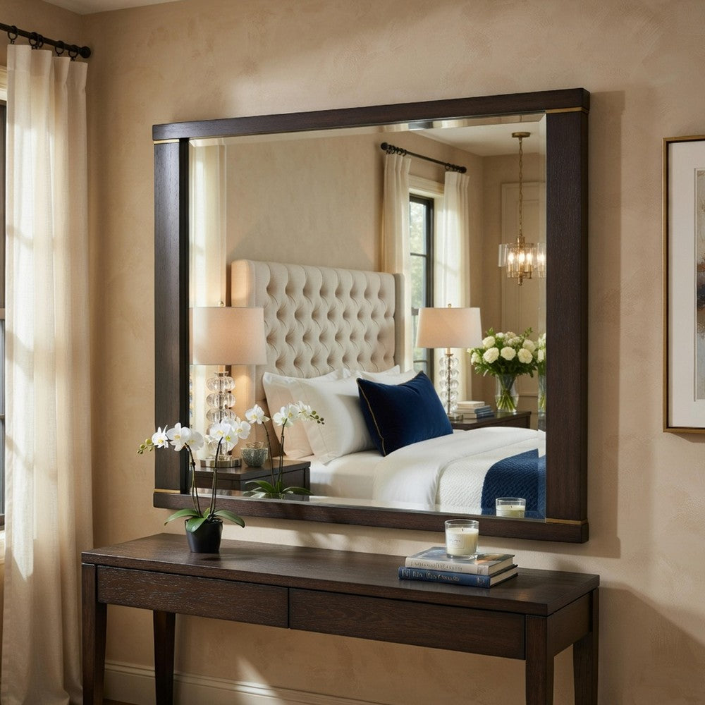Carie Vanity Dresser Mirror, Brownish Gray Mindy Veneer, 35 x 43 - BM351951
