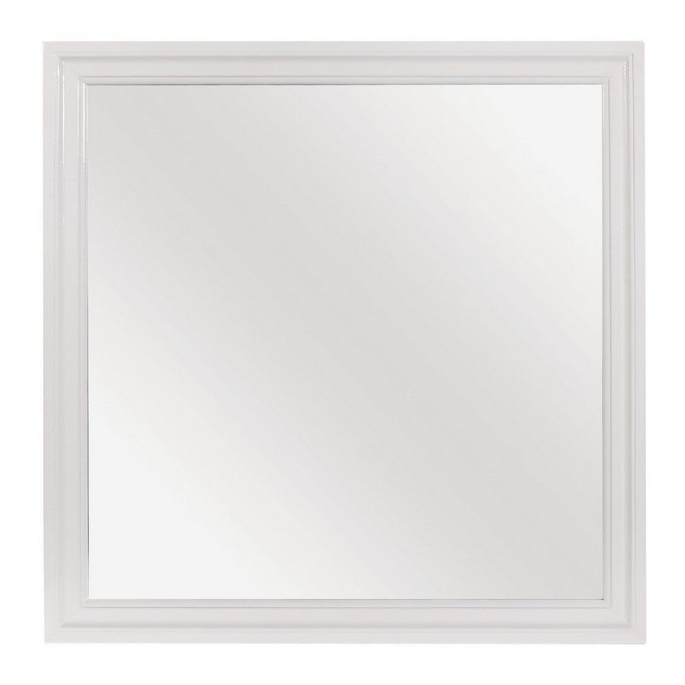 Teich Vanity Dresser Mirror, Modern Glam White Wood Frame, 39x 39 - BM351952