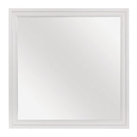 Teich Vanity Dresser Mirror, Modern Glam White Wood Frame, 39x 39 - BM351952