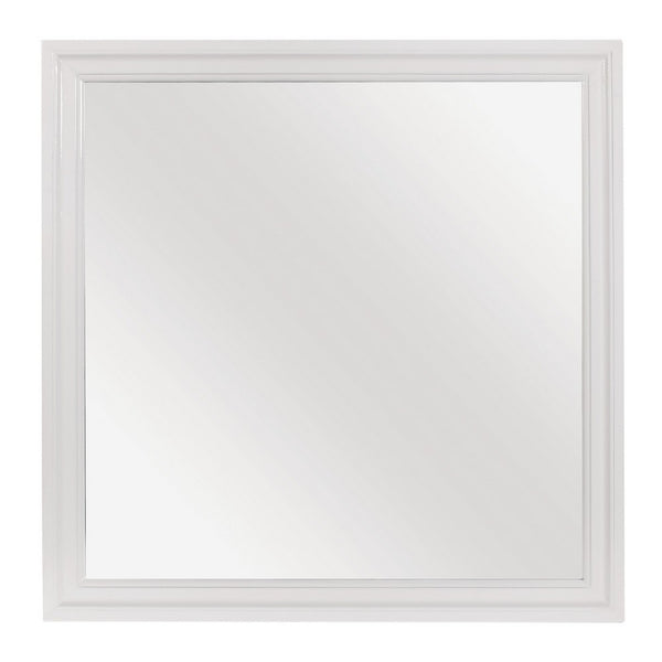 Teich Vanity Dresser Mirror, Modern Glam White Wood Frame, 39x 39 - BM351952