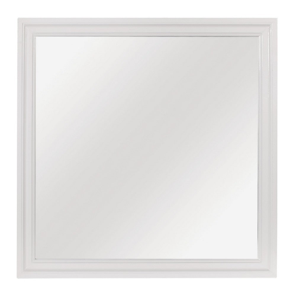 Teich Vanity Dresser Mirror, Modern Glam White Wood Frame, 39x 39 - BM351952