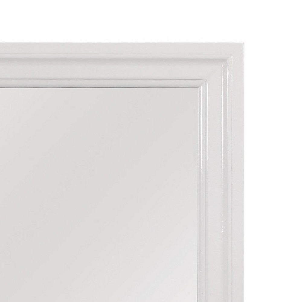 Teich Vanity Dresser Mirror, Modern Glam White Wood Frame, 39x 39 - BM351952