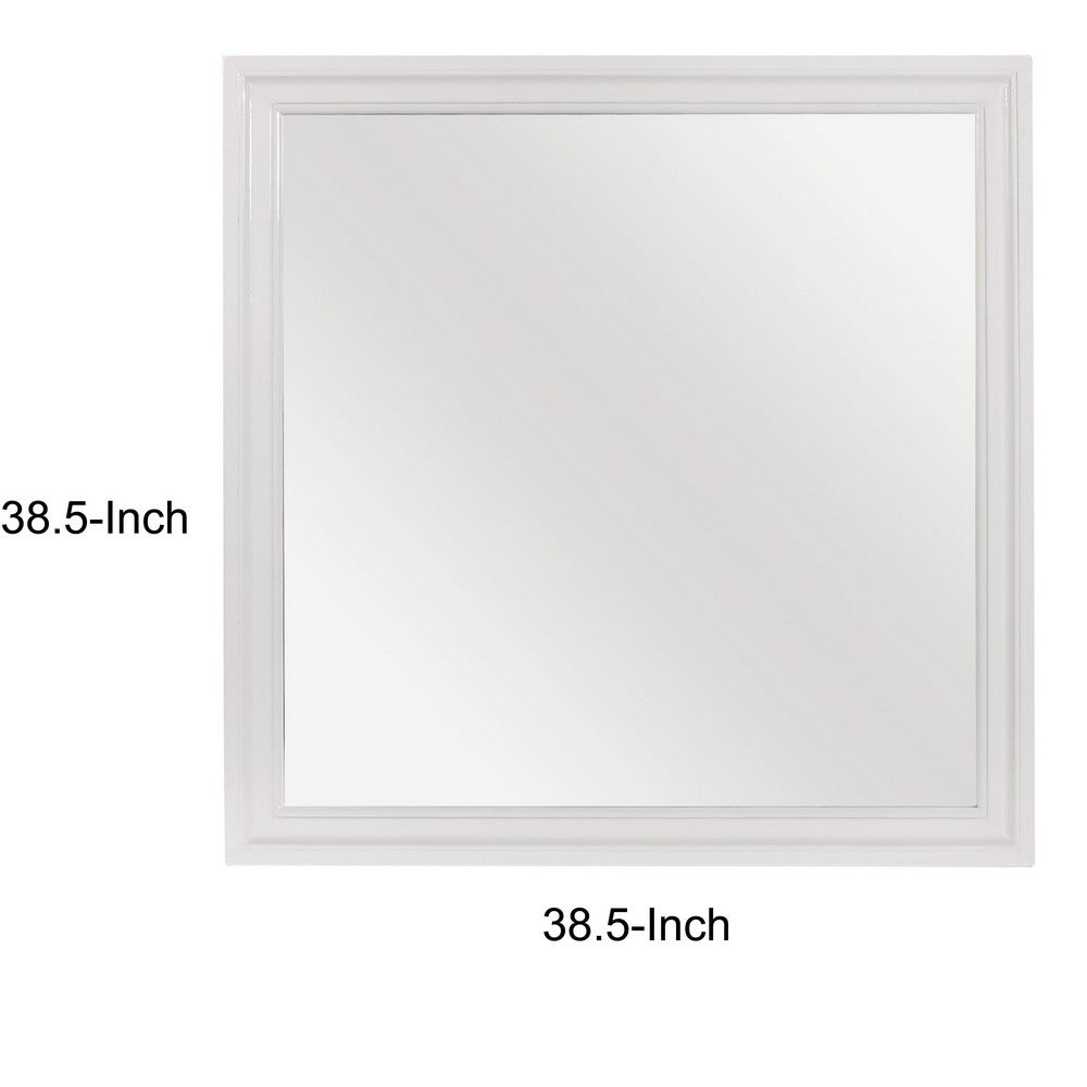 Teich Vanity Dresser Mirror, Modern Glam White Wood Frame, 39x 39 - BM351952
