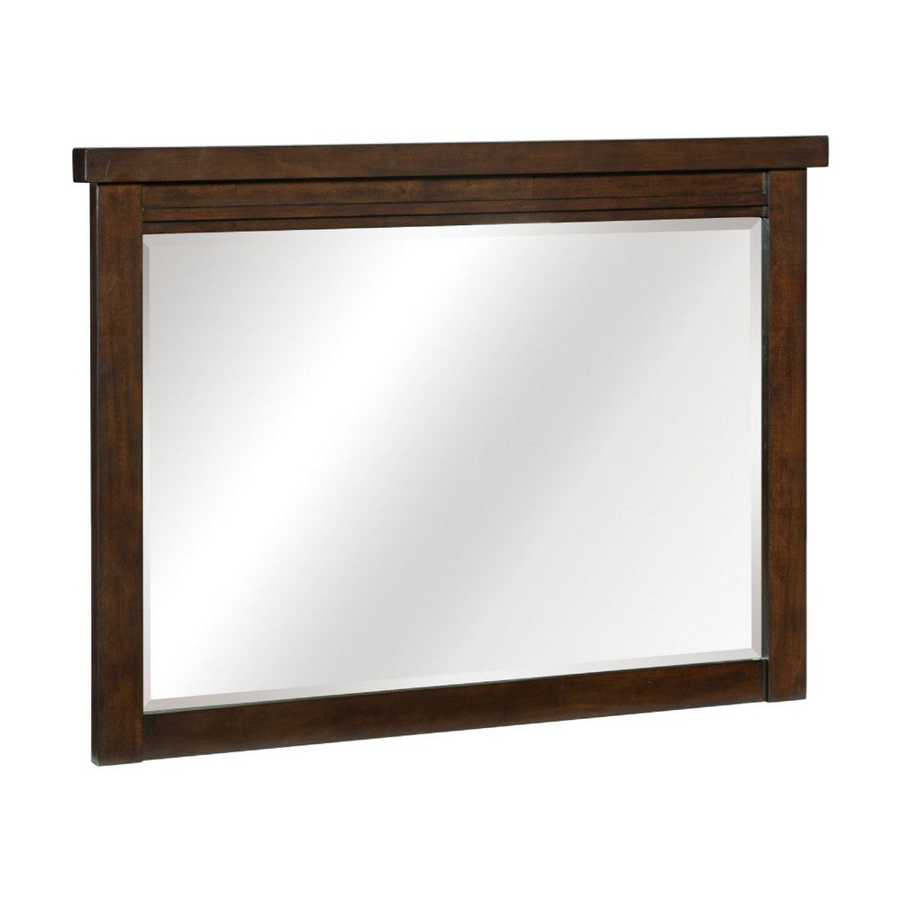 Daisy Vanity Dresser Mirror, Rustic Brown Mango Veneer Frame, 35 x 48 - BM351953