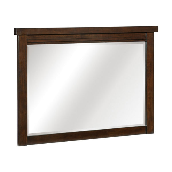 Daisy Vanity Dresser Mirror, Rustic Brown Mango Veneer Frame, 35 x 48 - BM351953