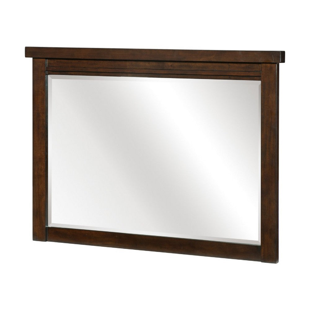 Daisy Vanity Dresser Mirror, Rustic Brown Mango Veneer Frame, 35 x 48 - BM351953