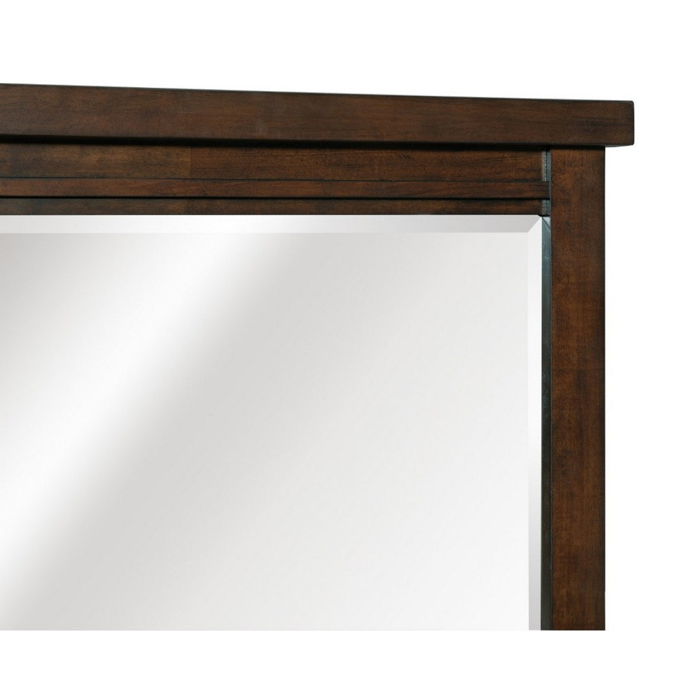 Daisy Vanity Dresser Mirror, Rustic Brown Mango Veneer Frame, 35 x 48 - BM351953
