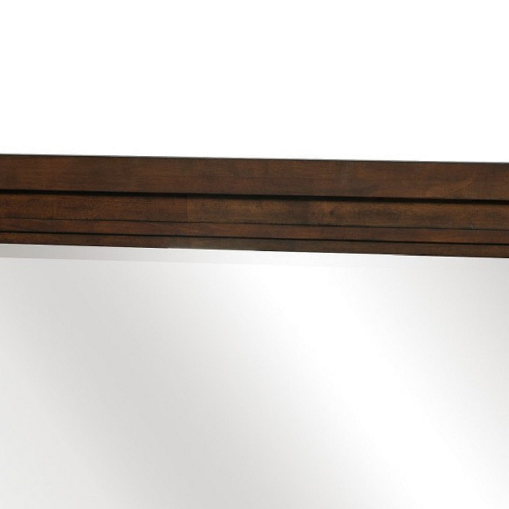 Daisy Vanity Dresser Mirror, Rustic Brown Mango Veneer Frame, 35 x 48 - BM351953