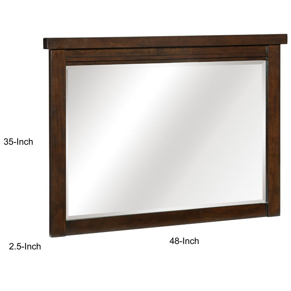 Daisy Vanity Dresser Mirror, Rustic Brown Mango Veneer Frame, 35 x 48 - BM351953