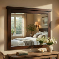 Daisy Vanity Dresser Mirror, Rustic Brown Mango Veneer Frame, 35 x 48 - BM351953