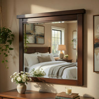Daisy Vanity Dresser Mirror, Rustic Brown Mango Veneer Frame, 35 x 48 - BM351953