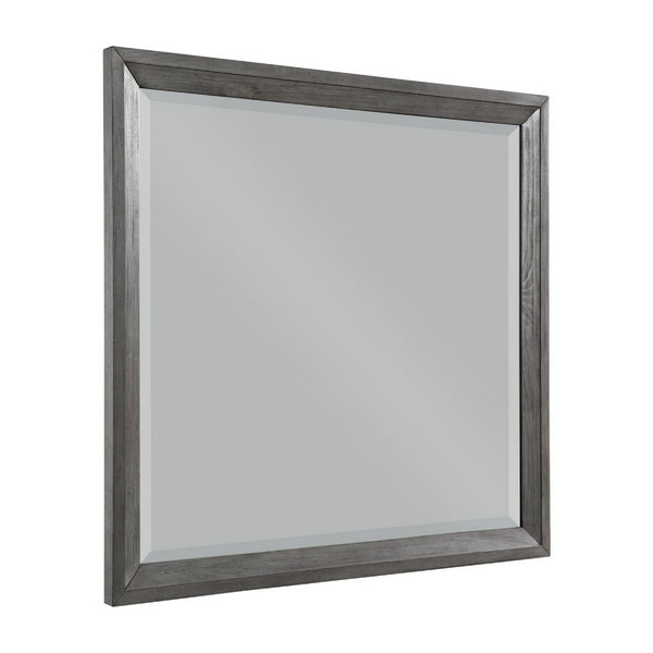 Stacy Vanity Dresser Mirror, Wire Brushed Gray Wood Frame, 39 x 41 - BM351954