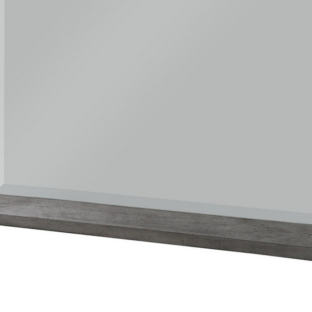 Stacy Vanity Dresser Mirror, Wire Brushed Gray Wood Frame, 39 x 41 - BM351954
