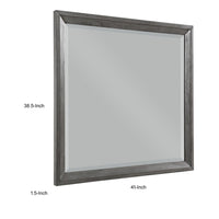 Stacy Vanity Dresser Mirror, Wire Brushed Gray Wood Frame, 39 x 41 - BM351954