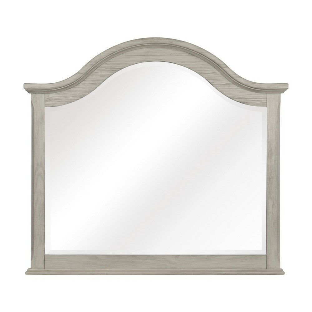 Ugo Vanity Dresser Mirror, Farmhouse Light Gray, 38 x 42 Arched Frame - BM351955