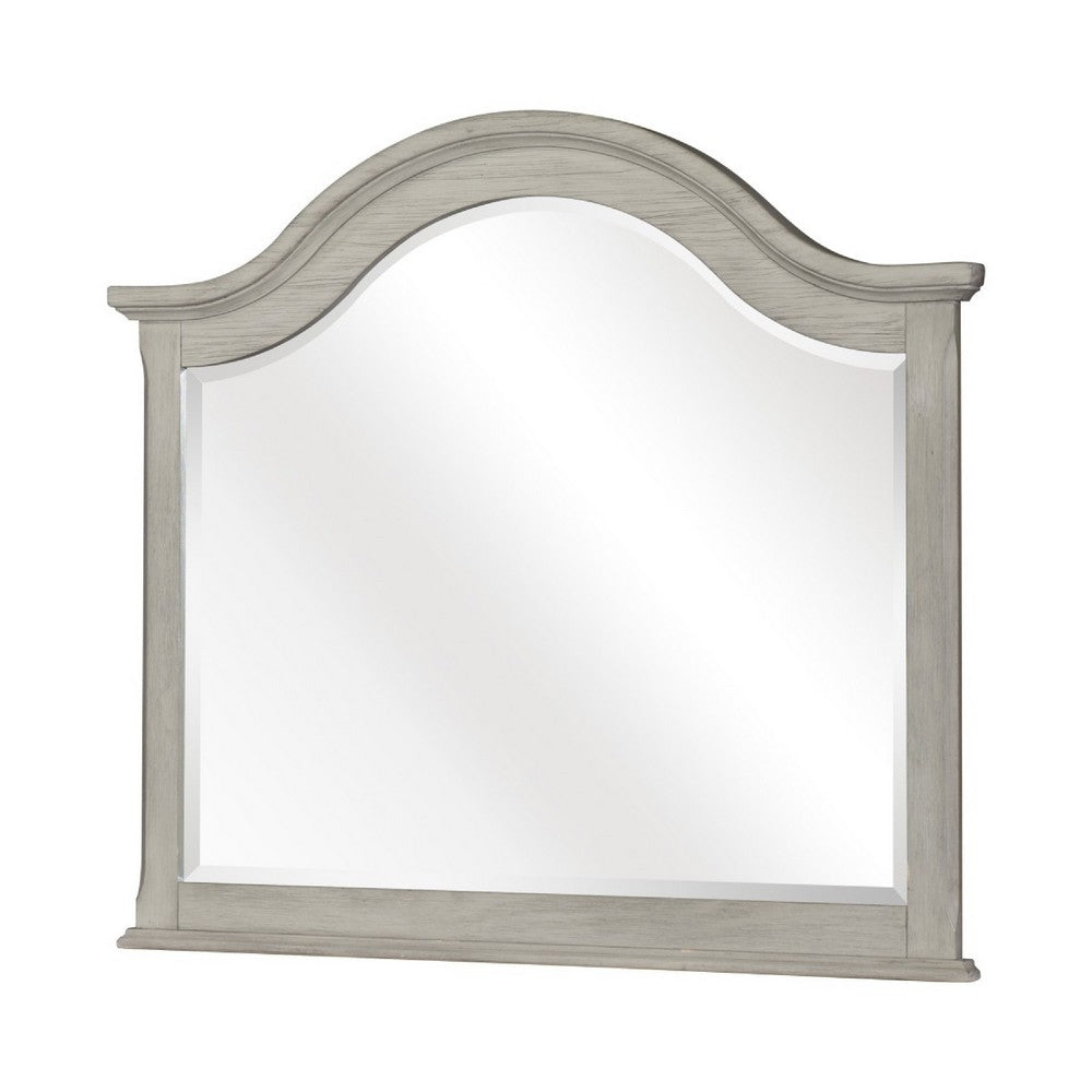 Ugo Vanity Dresser Mirror, Farmhouse Light Gray, 38 x 42 Arched Frame - BM351955