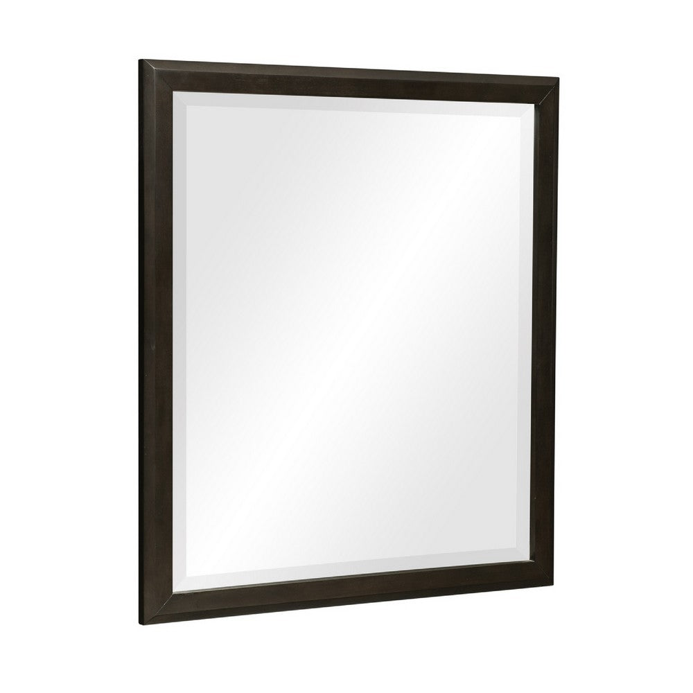 Pagi Vanity Dresser Mirror, Dark Charcoal Black Wood Frame, 38 x 42 - BM351956