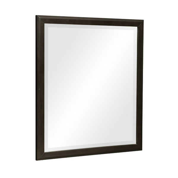 Pagi Vanity Dresser Mirror, Dark Charcoal Black Wood Frame, 38 x 42 - BM351956