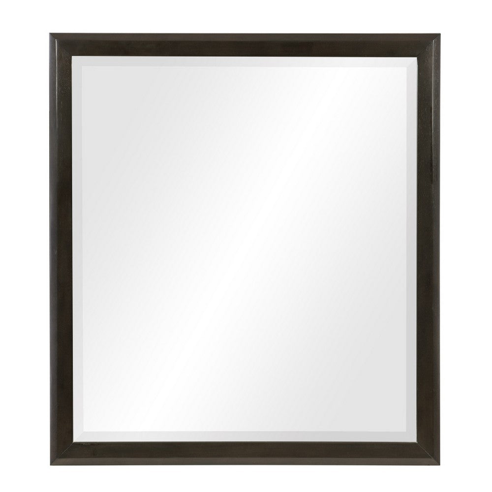 Pagi Vanity Dresser Mirror, Dark Charcoal Black Wood Frame, 38 x 42 - BM351956