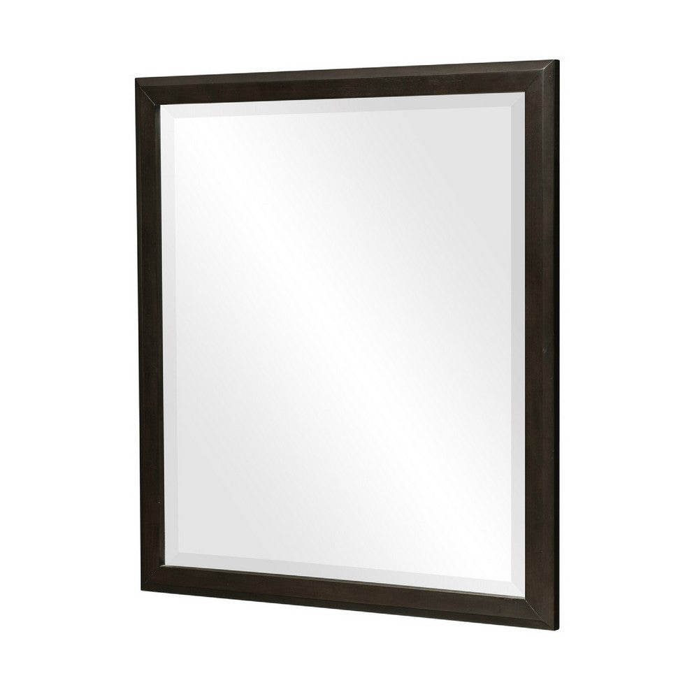 Pagi Vanity Dresser Mirror, Dark Charcoal Black Wood Frame, 38 x 42 - BM351956