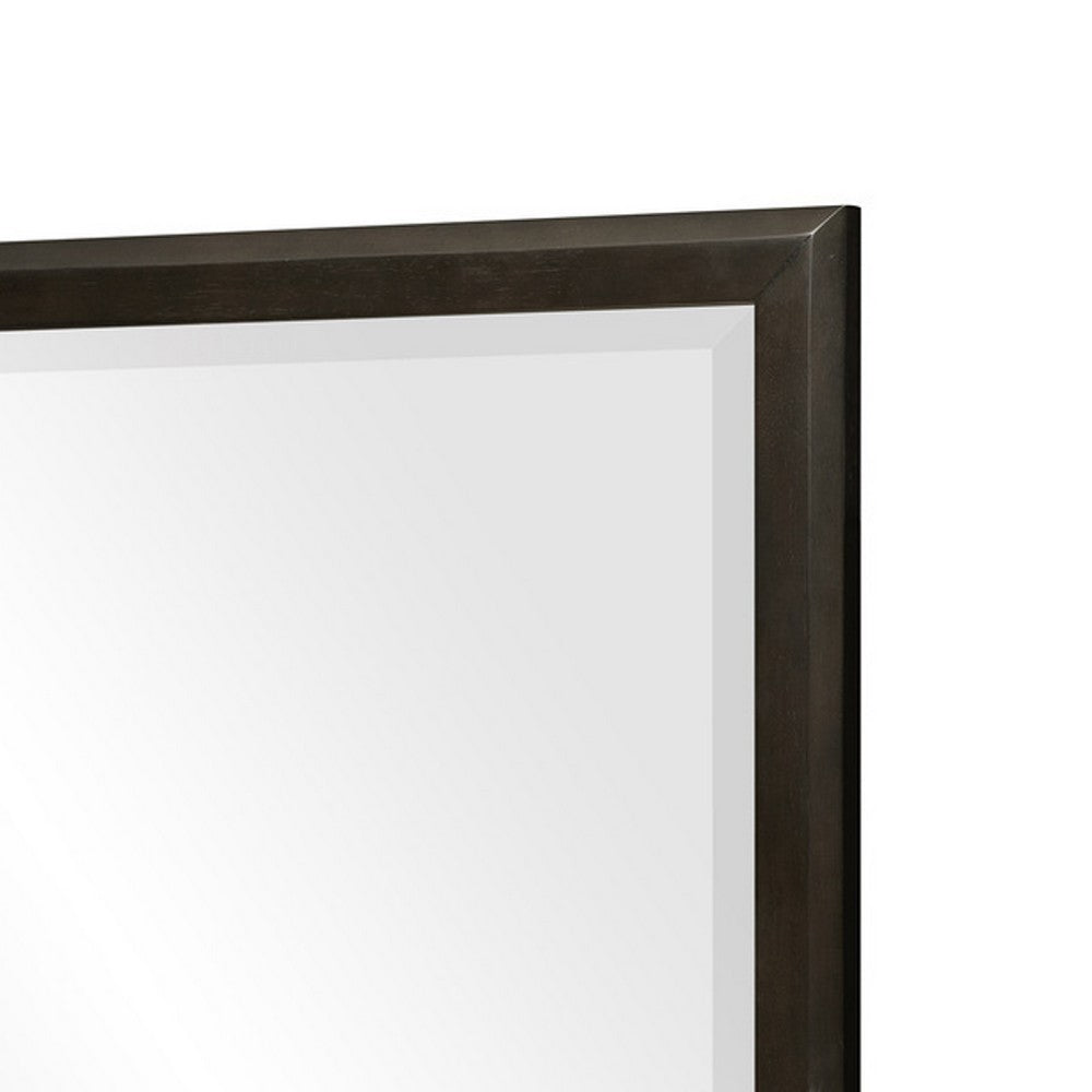 Pagi Vanity Dresser Mirror, Dark Charcoal Black Wood Frame, 38 x 42 - BM351956