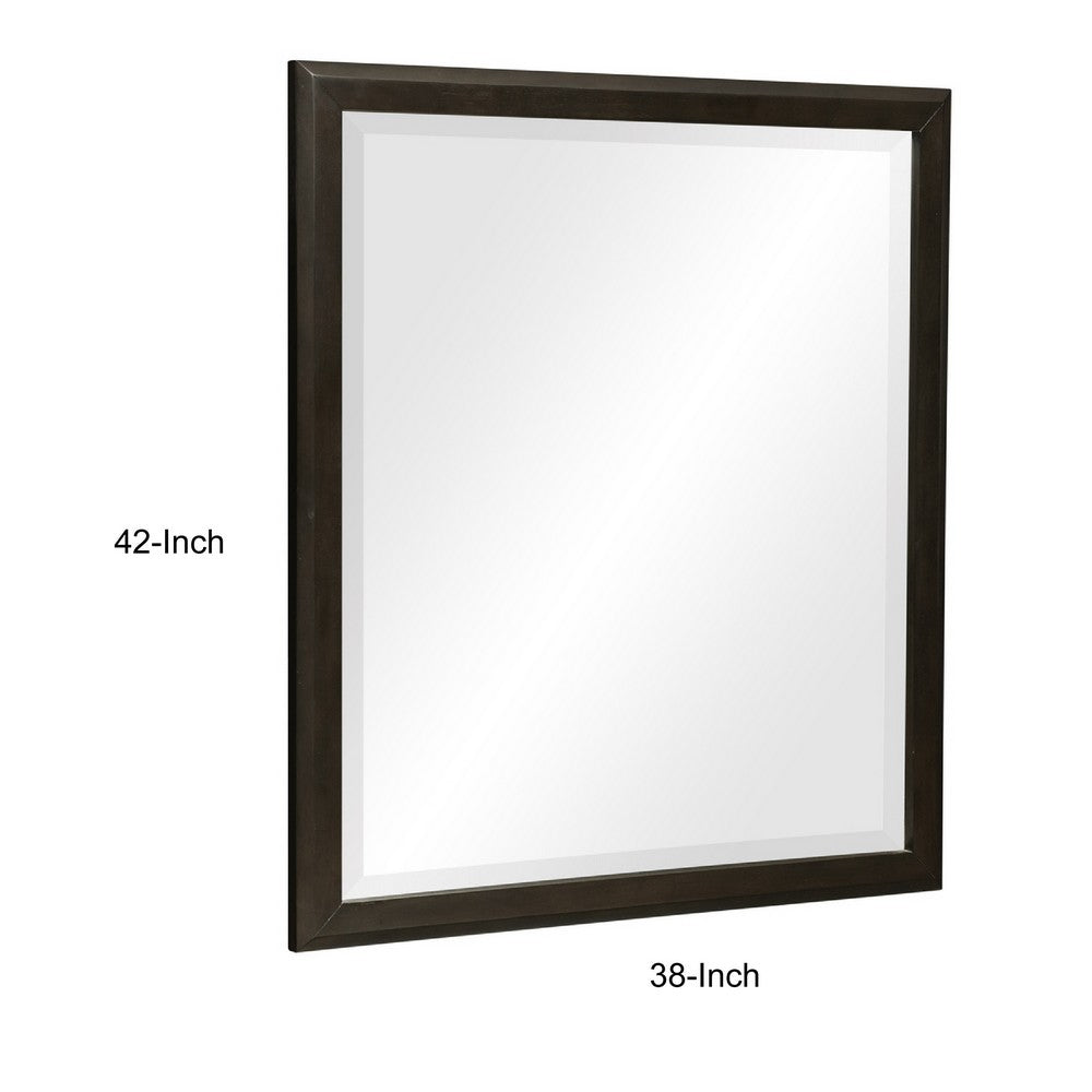 Pagi Vanity Dresser Mirror, Dark Charcoal Black Wood Frame, 38 x 42 - BM351956