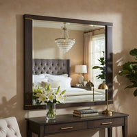 Pagi Vanity Dresser Mirror, Dark Charcoal Black Wood Frame, 38 x 42 - BM351956