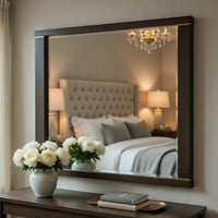 Pagi Vanity Dresser Mirror, Dark Charcoal Black Wood Frame, 38 x 42 - BM351956