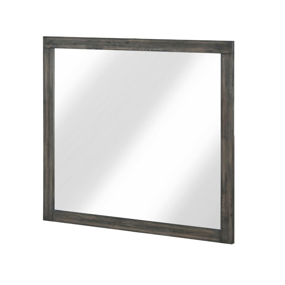 Deena Vanity Dresser Mirror, Brownish Gray Wood Frame, 36 x 41 - BM351957
