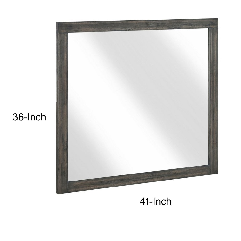 Deena Vanity Dresser Mirror, Brownish Gray Wood Frame, 36 x 41 - BM351957