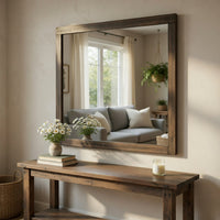 Deena Vanity Dresser Mirror, Brownish Gray Wood Frame, 36 x 41 - BM351957