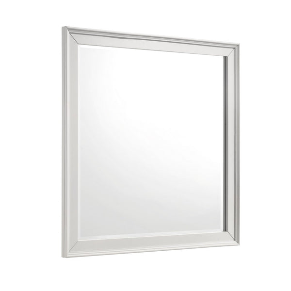 Etgo Dresser Mirror, Framed Design, Transitional White Wood, 39x39 Square - BM351958