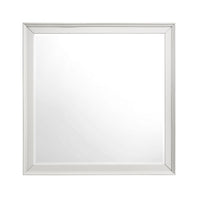 Etgo Dresser Mirror, Framed Design, Transitional White Wood, 39x39 Square - BM351958