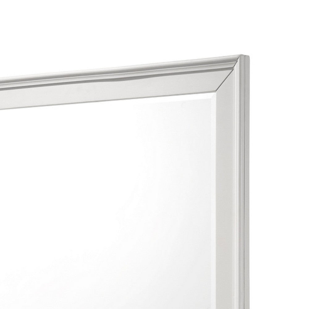 Etgo Dresser Mirror, Framed Design, Transitional White Wood, 39x39 Square - BM351958