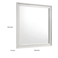 Etgo Dresser Mirror, Framed Design, Transitional White Wood, 39x39 Square - BM351958