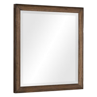 Reva Dressing Mirror, Framed Design, Light Brown Wood, 32x34 Rectangular - BM351960