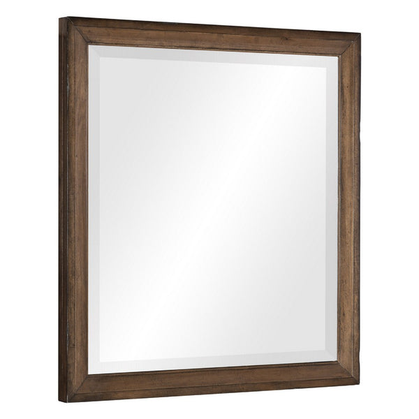Reva Dressing Mirror, Framed Design, Light Brown Wood, 32x34 Rectangular - BM351960