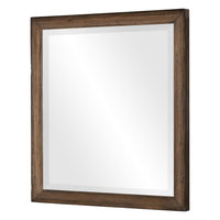 Reva Dressing Mirror, Framed Design, Light Brown Wood, 32x34 Rectangular - BM351960