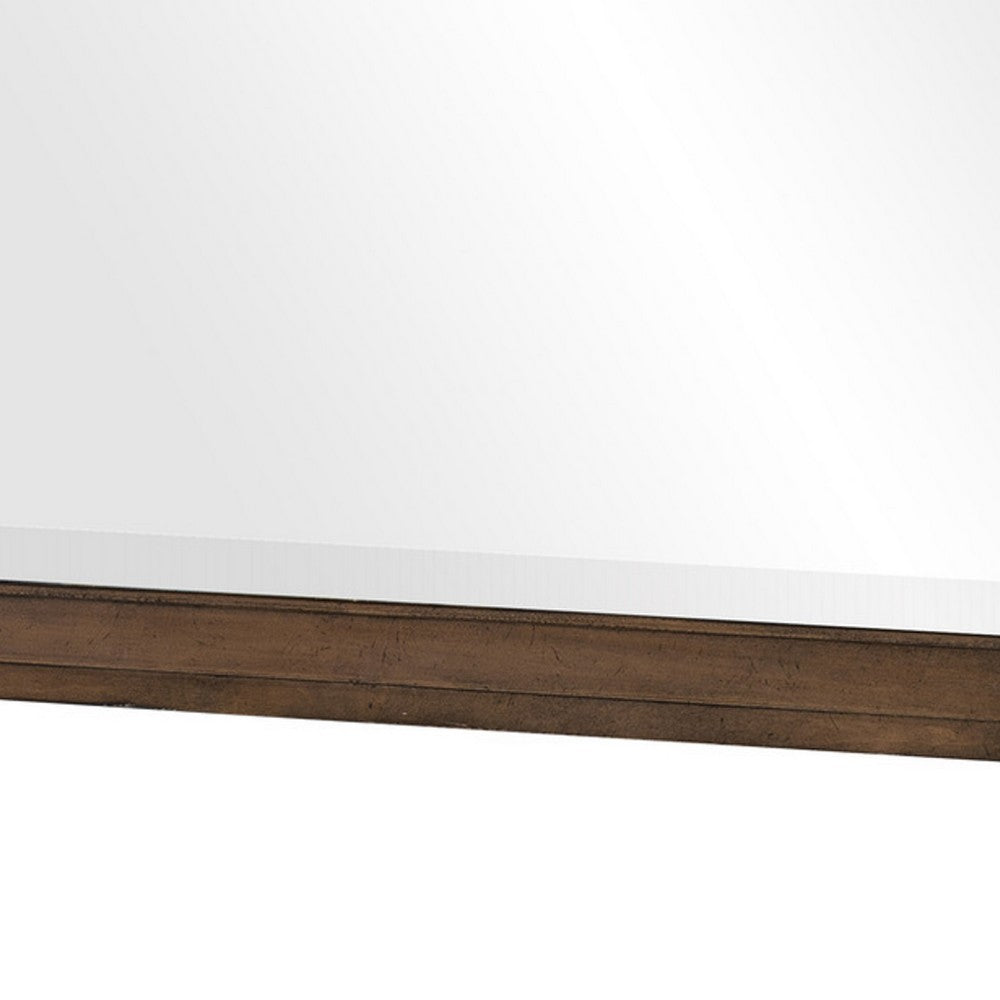 Reva Dressing Mirror, Framed Design, Light Brown Wood, 32x34 Rectangular - BM351960