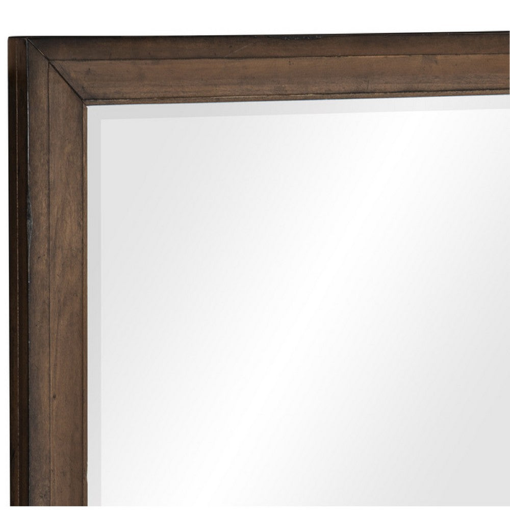 Reva Dressing Mirror, Framed Design, Light Brown Wood, 32x34 Rectangular - BM351960