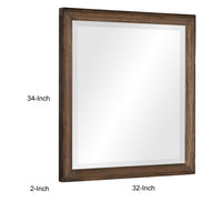 Reva Dressing Mirror, Framed Design, Light Brown Wood, 32x34 Rectangular - BM351960