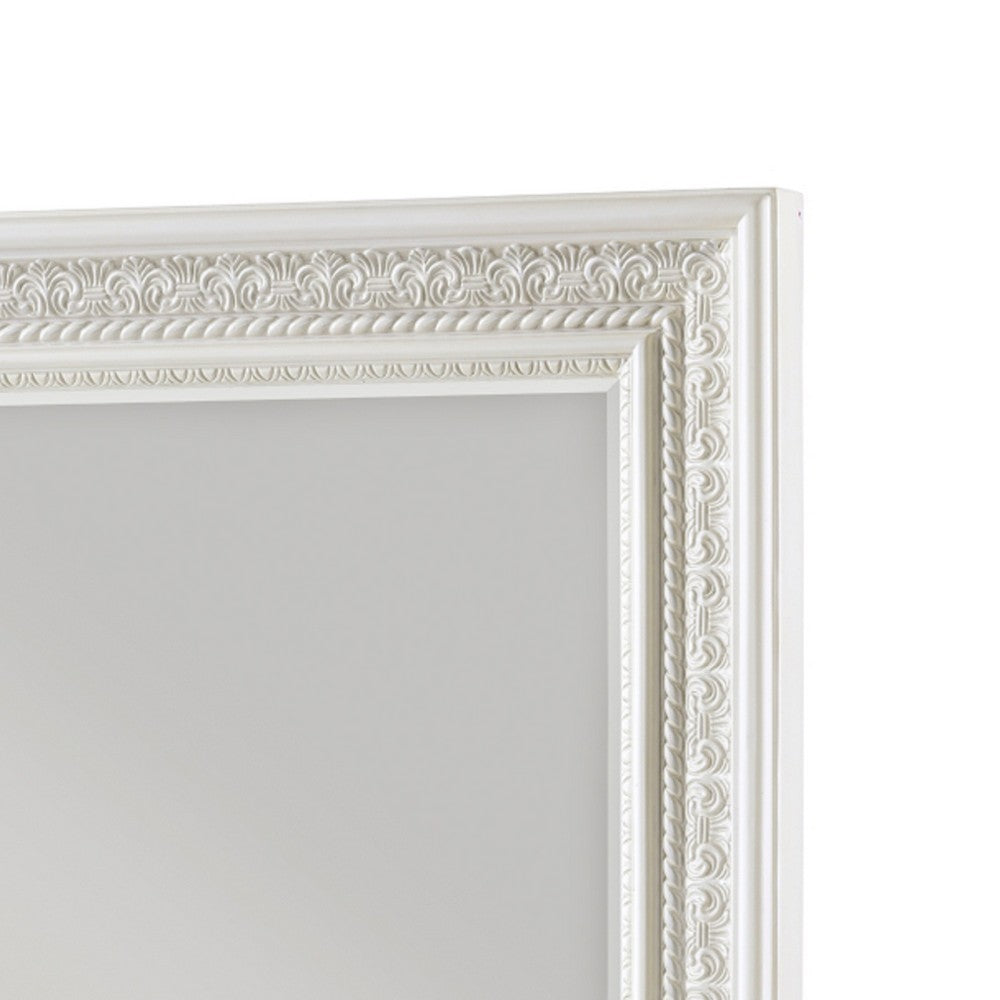 Rotu Dresser Mirror, Egg & Dart Molded Frame, Pearl White Wood, 40x46 - BM351961