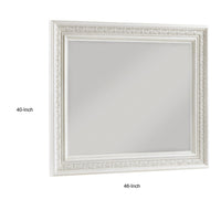 Rotu Dresser Mirror, Egg & Dart Molded Frame, Pearl White Wood, 40x46 - BM351961