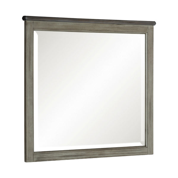 Cadie Dresser Mirror, Planked Top Rail, Antique Gray & Coffee Brown 38x42 - BM351962