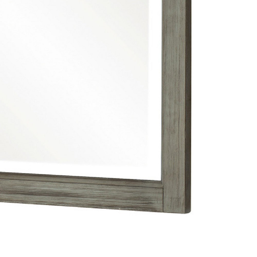 Cadie Dresser Mirror, Planked Top Rail, Antique Gray & Coffee Brown 38x42 - BM351962