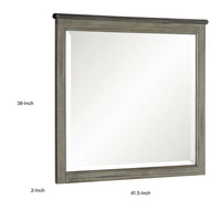 Cadie Dresser Mirror, Planked Top Rail, Antique Gray & Coffee Brown 38x42 - BM351962
