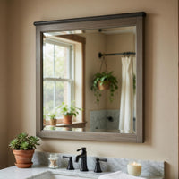 Cadie Dresser Mirror, Planked Top Rail, Antique Gray & Coffee Brown 38x42 - BM351962
